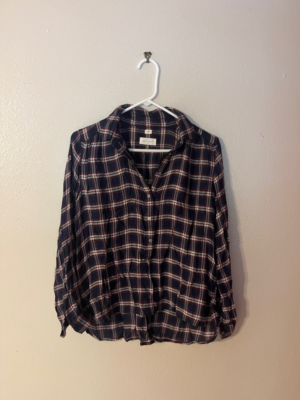 LOFT Navy Plaid Button-Down Shirt